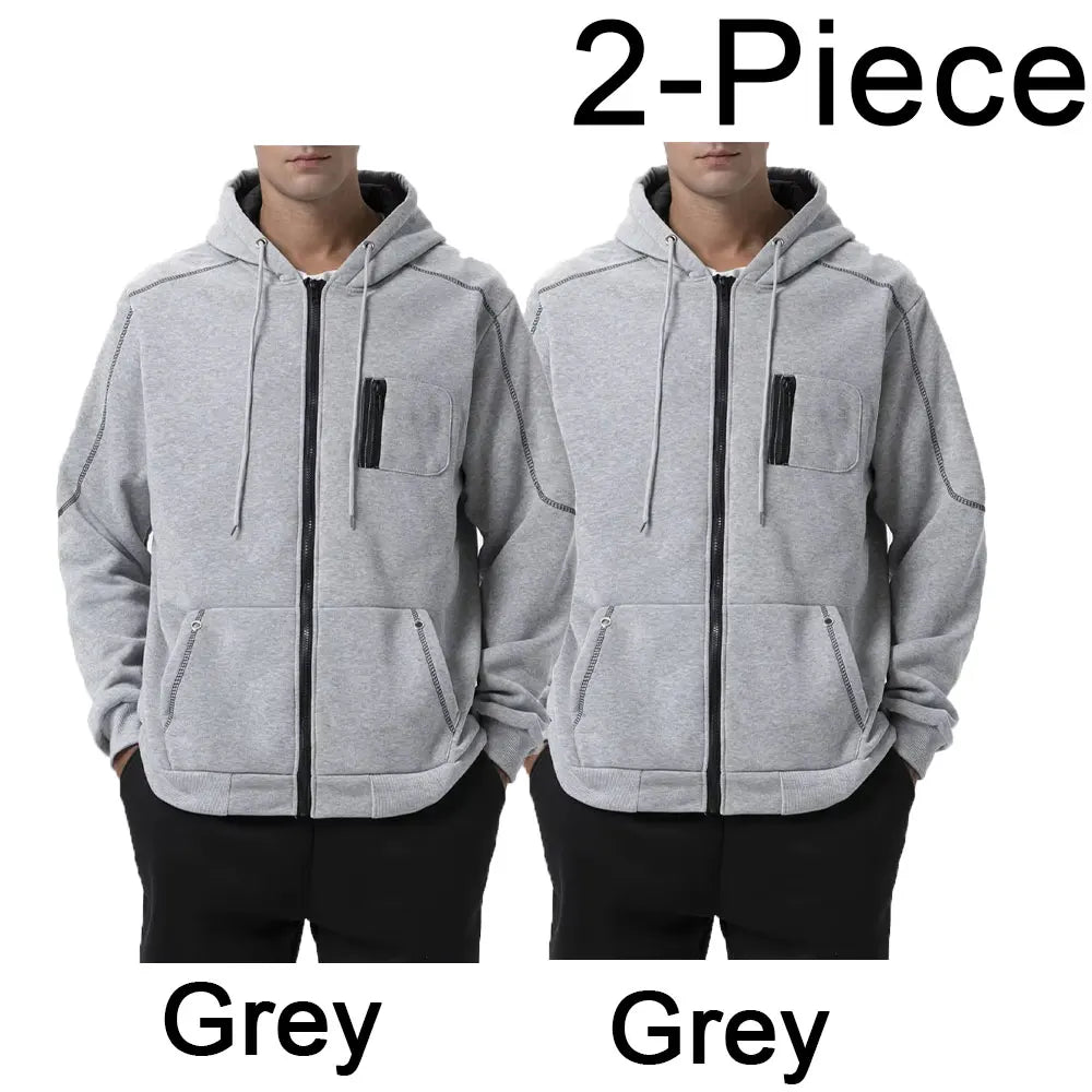 Men's Full Zip Hoodie Jacket Hooded Plain Pocket Sports Outdoor Daily Sports Hot Stamping Designer Basic Casual Sweatshirts TechVisio