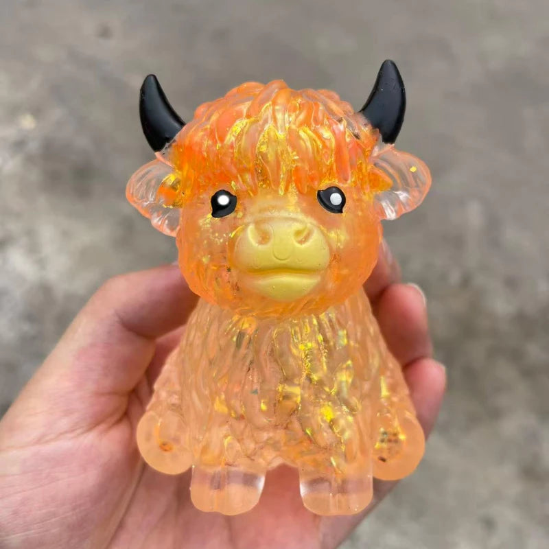 Cute Maltose Squishy Glitter Highland Cow Squeeze Toys Soft Animal Slow Rising Anti Stress Relieve Anxiety Sensory Fidget Toy TechVisio