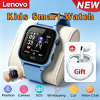 Lenovo 2026 New Kids 5G GPS Smart Watch SOS Video Call Sim Card HD Camera Waterproof Child Watch for Boys Girls Support Earphone TechVisio