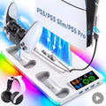 Support PS5 AyeBeauChoice avec ventilateur 3 niveaux, station de charge manettes, hub USB, éclairage RGB pour PS5, PS5 Slim et PS5 Pro.