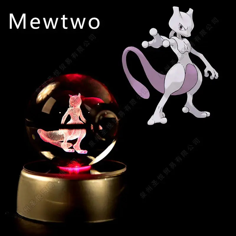 Boule de Cristal Pokémon 3D LED – 36 Personnages, Socle Lumineux, Cadeau TechVisio