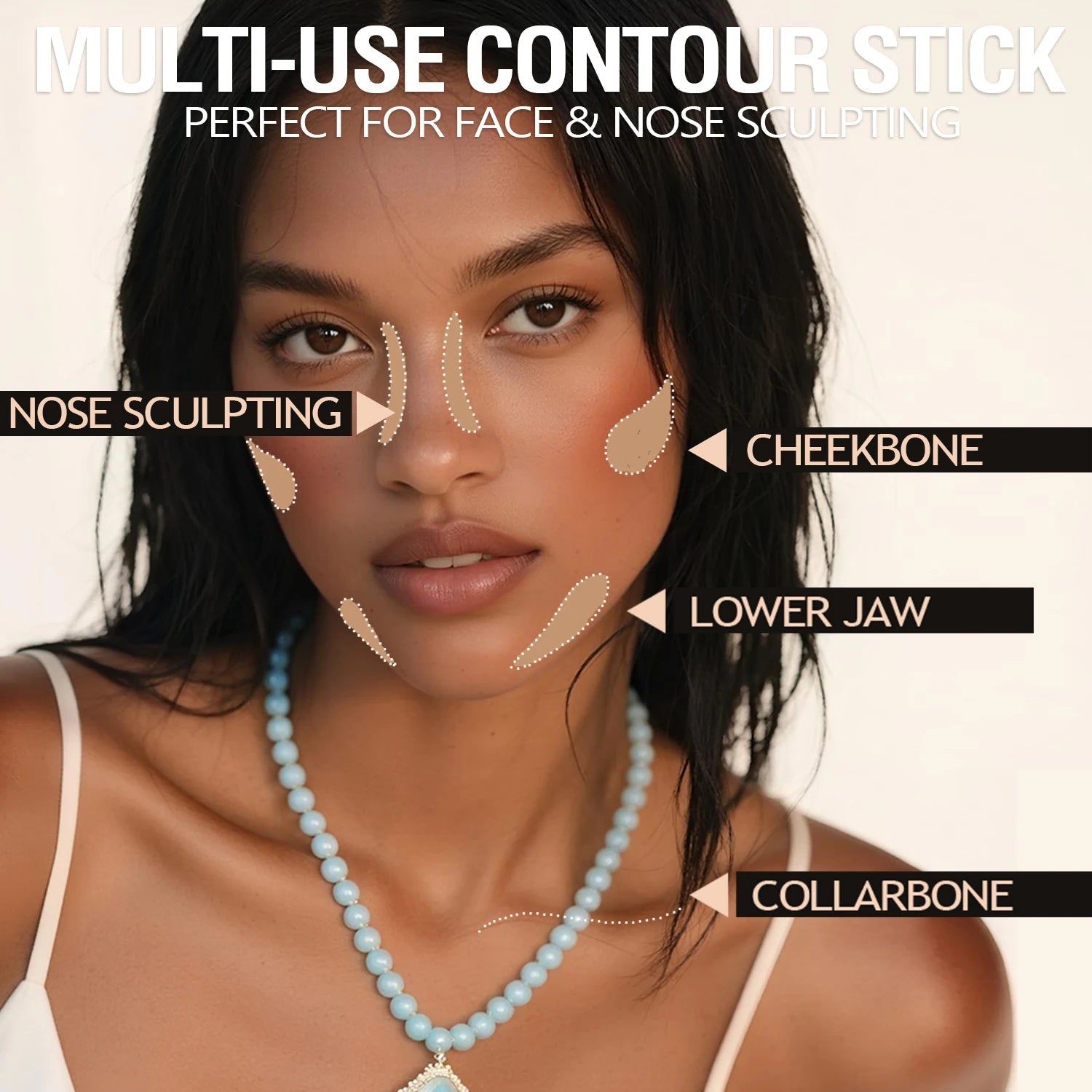 LANGMANNI Tri-Color Multi-Functional Face Brightening Contour Stick Contouring & Brightening Skin-Perfecting Stick TechVisio