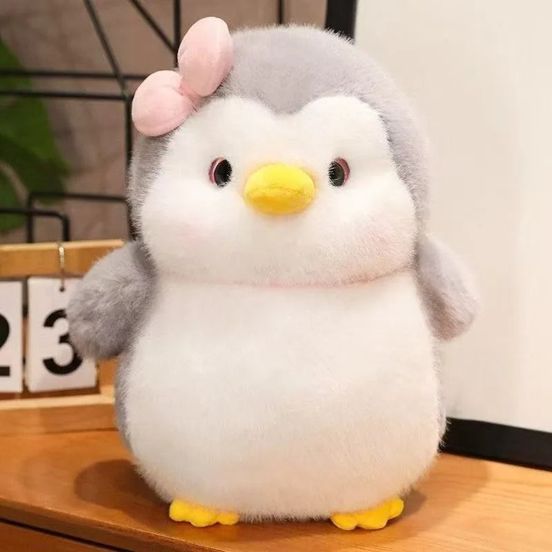 Peluche Pingouin Dodu Ultra-Doux – 25cm & 35cm, Blanc & Rouge