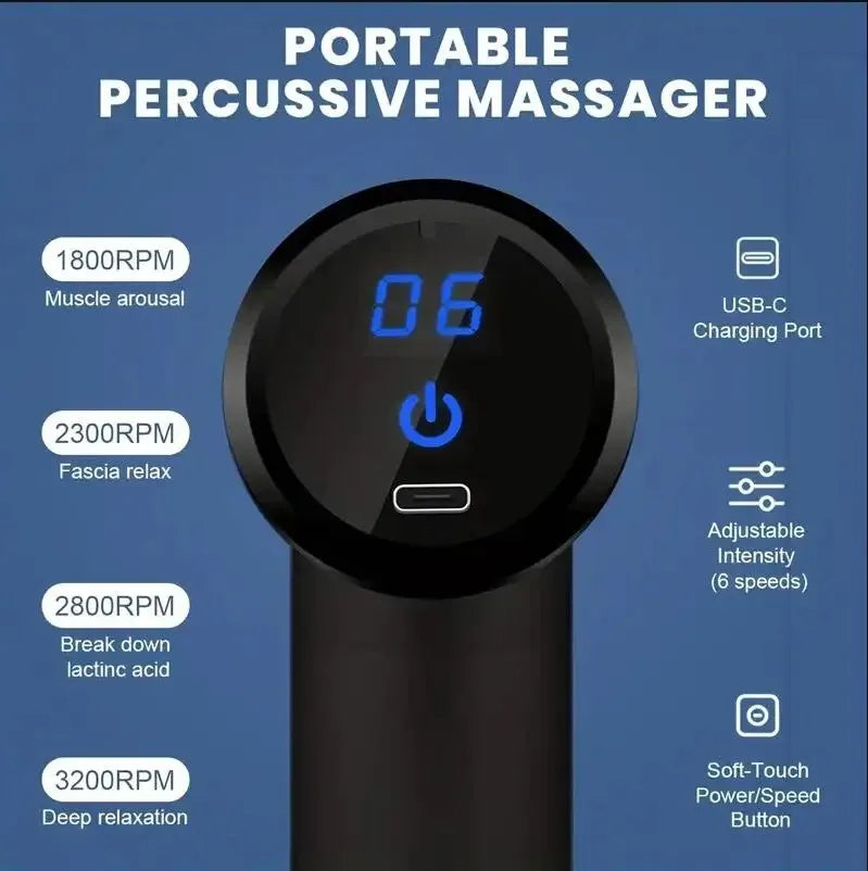 Mini Muscle Massage Gun Protable Body Massager Deep Handheld Percussion Massager For Body Back And Neck Leg TechVisio