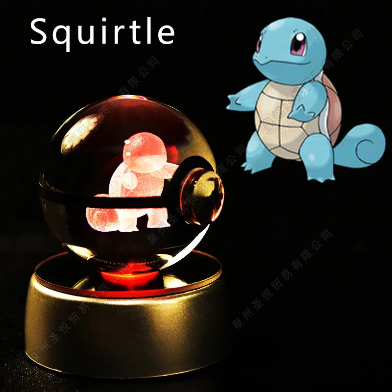 Boule de Cristal Pokémon 3D LED – 36 Personnages, Socle Lumineux, Cadeau