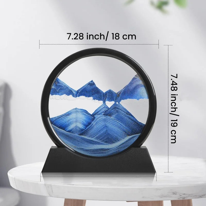 3D Hourglass Quicksand Moving Sand Art Picture Round Glass Deep Sea Sandscape Craft Flowing Painting Home Office Work Decor TechVisio
