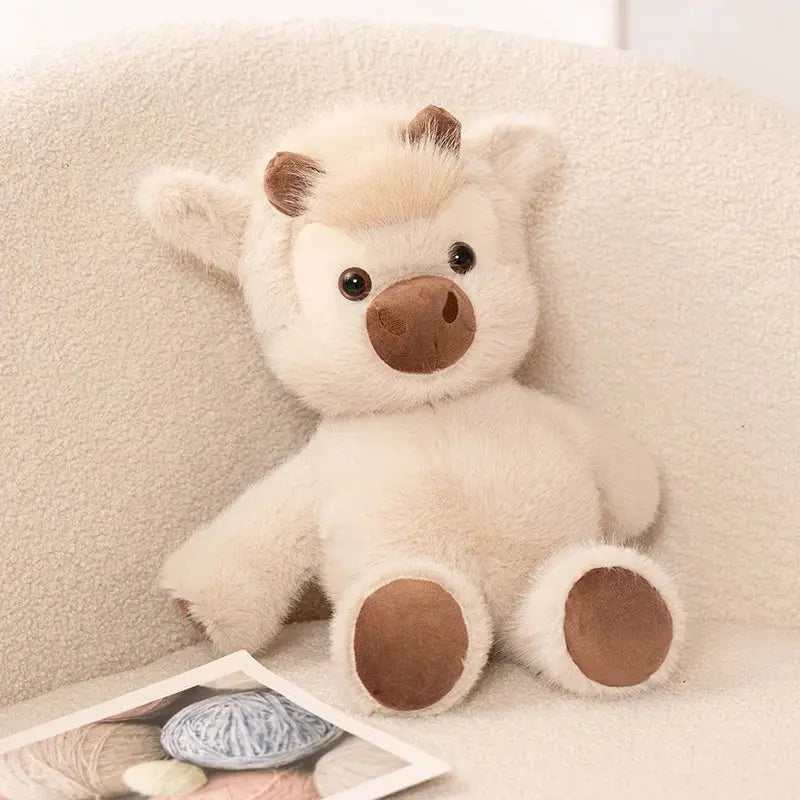 Peluche Vache Highland 40cm – Doudou Ultra-Doux TechVisio