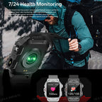 2026 Rugged Military Smart Watch Men's Outdoor Watch LED Flashlight 2.01'' HD Touch Screen Voice Bluetooth Call Smartwatch Gifts TechVisio