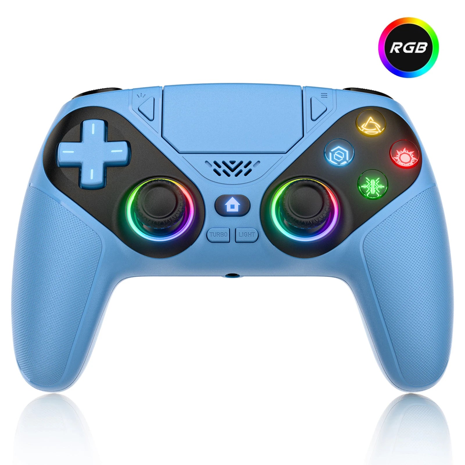 Gamromb kabelloser RGB PS5/PC-Controller – 6-Achsen-Gyroskop, Anti-Drift, Turbo, Makro