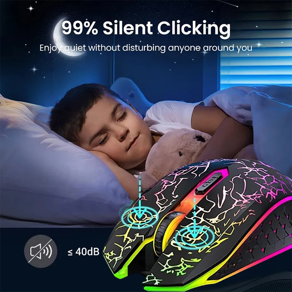 RGB Gaming Mouse Bluetooth Mouse 2.4G Wireless Mouse Ergonomic 1600DPI 6 Mute Buttons Mouse For MacBook Tablet Laptops Computer TechVisio