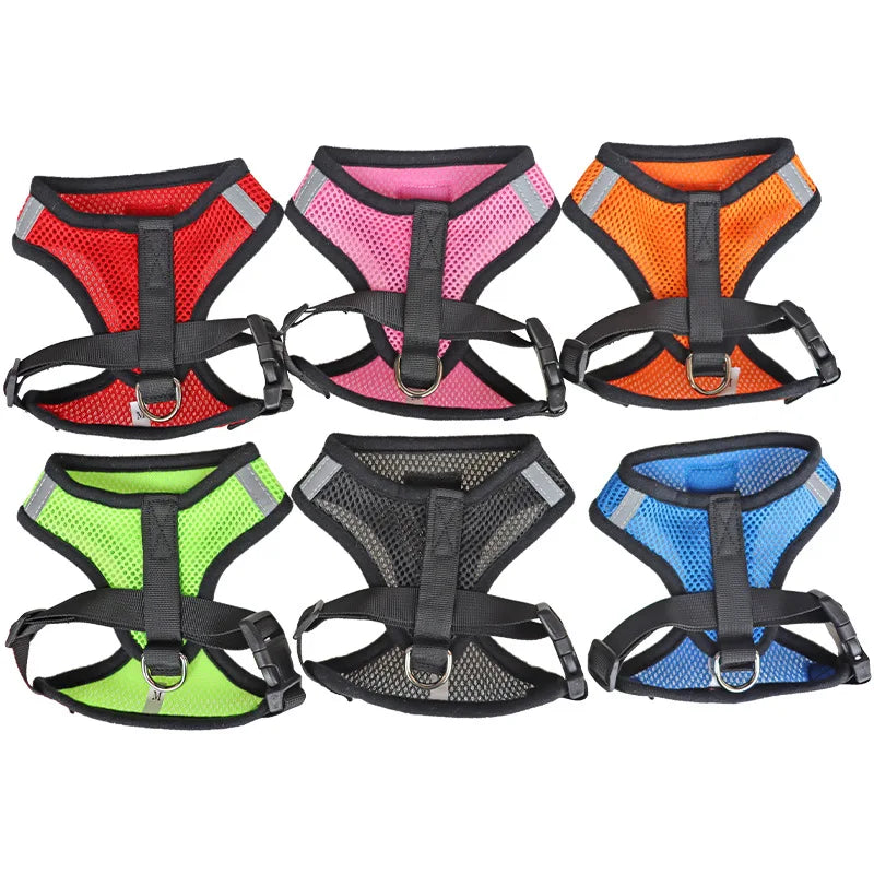 Cat Dog Harness with Lead Leash Adjustable Vest Polyester Mesh Breathable Harnesses Reflective Sti for Small Dog Cat Accessories TechVisio