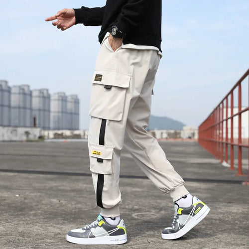 Thin Streetwear Casual Pants Men Ribbons Harem Jogging Pants Male Slim Fit Spring Cargo Pants Multi-Pockets Women Trouser Jx1 TechVisio