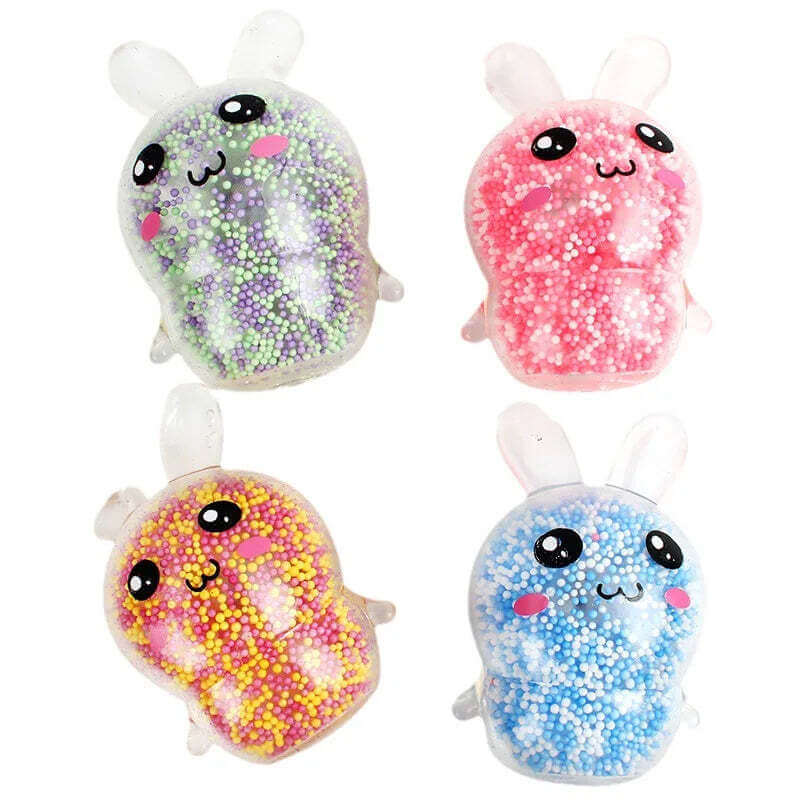 Adult Squishy Bunny Stress Balls with Light Stress Relief Toy Girls Fidget Toys Colorful Rabbit Easter Basket Stuffers TechVisio