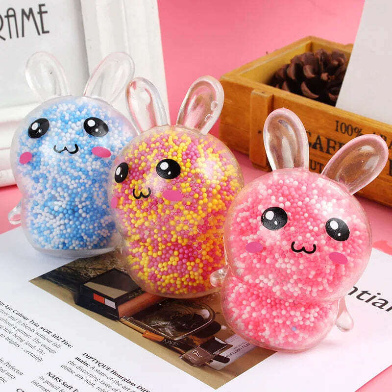 Adult Squishy Bunny Stress Balls with Light Stress Relief Toy Girls Fidget Toys Colorful Rabbit Easter Basket Stuffers TechVisio