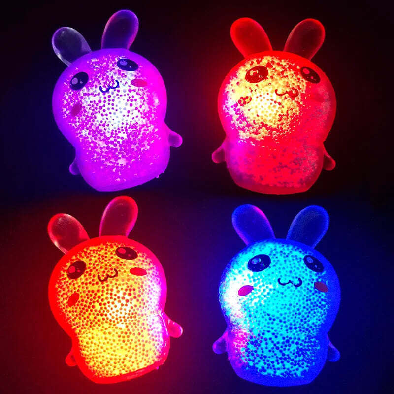 Adult Squishy Bunny Stress Balls with Light Stress Relief Toy Girls Fidget Toys Colorful Rabbit Easter Basket Stuffers TechVisio