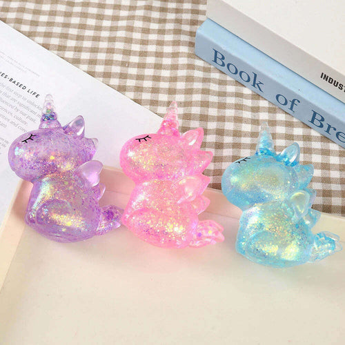 Glitter Unicorn Squishy Stress Relief Toy Soft Squeeze Fidget Toy Transparent Decompression Sensory Toy Gift for Kids Adults TechVisio