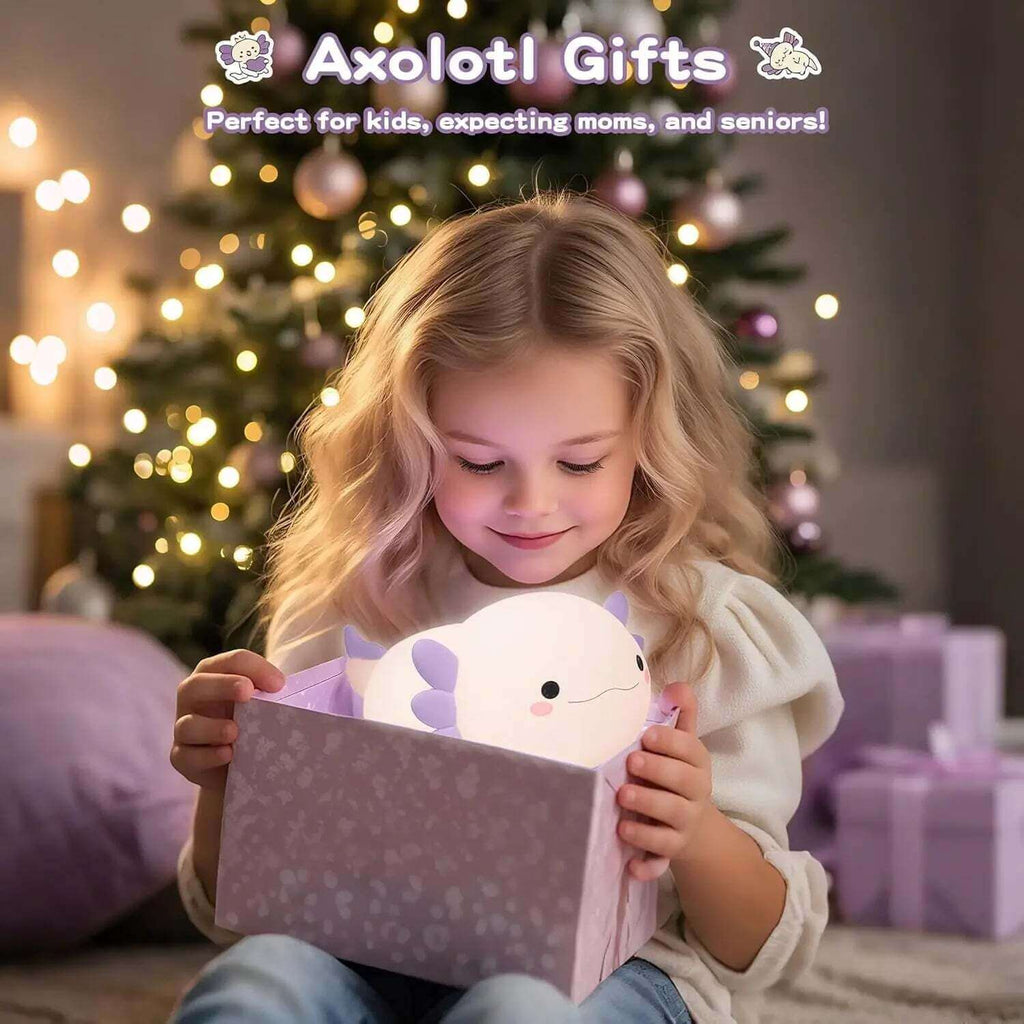 Night Light for Kids,Cute Purple Axolotl Lamp ,LED Squishy Nursery Nightlight,  Soft Silicone Novelty Animal Bedside Lamp TechVisio