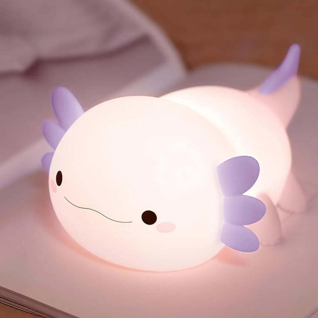 Night Light for Kids,Cute Purple Axolotl Lamp ,LED Squishy Nursery Nightlight,  Soft Silicone Novelty Animal Bedside Lamp TechVisio