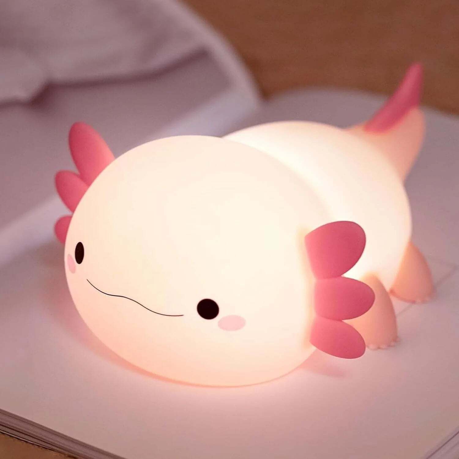 Night Light for Kids,Cute Purple Axolotl Lamp ,LED Squishy Nursery Nightlight,  Soft Silicone Novelty Animal Bedside Lamp TechVisio