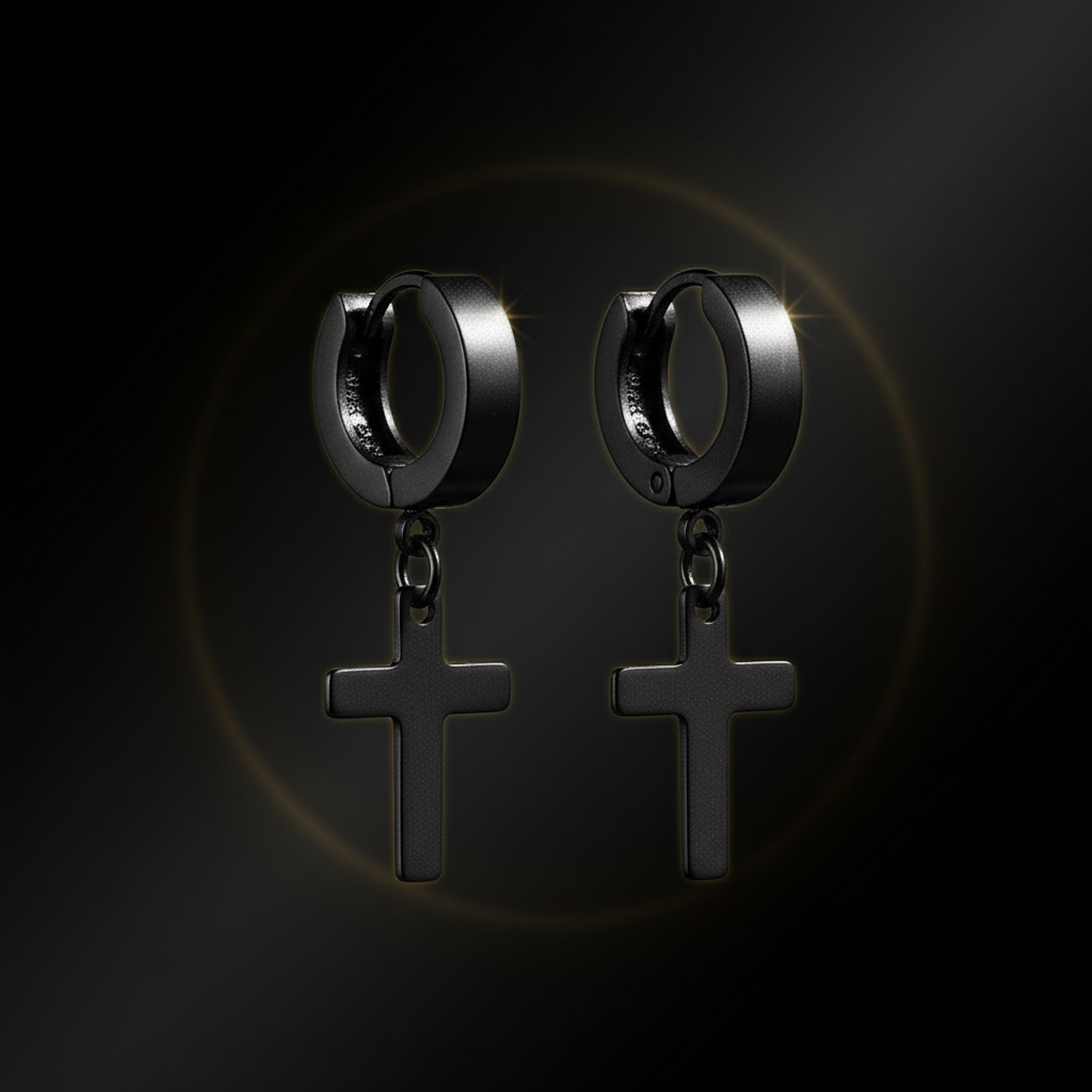 Boucles Croix Black Premium