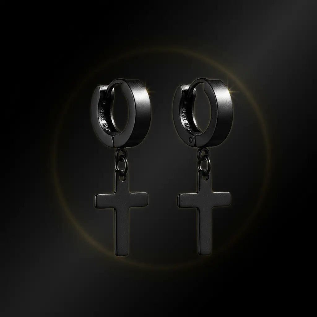 Boucles Croix Black Premium