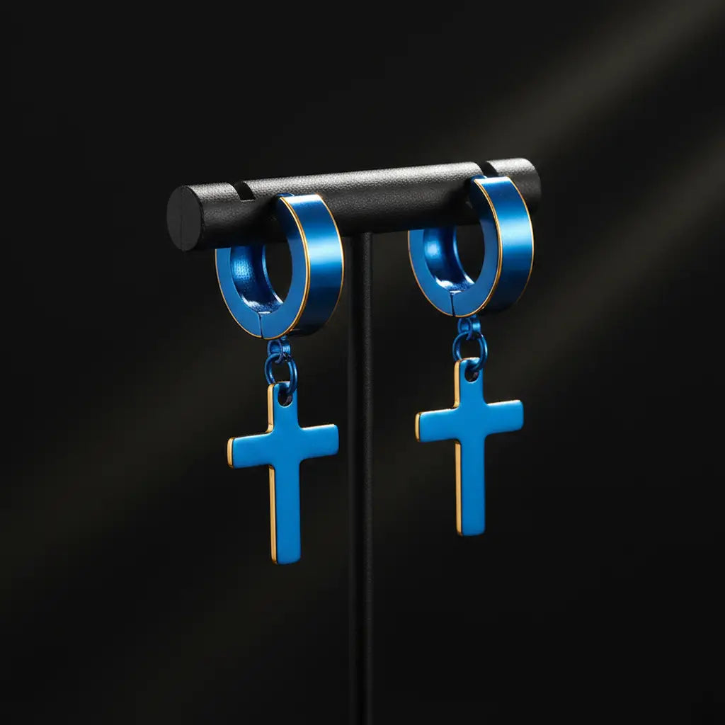Boucles Croix Blue Premium