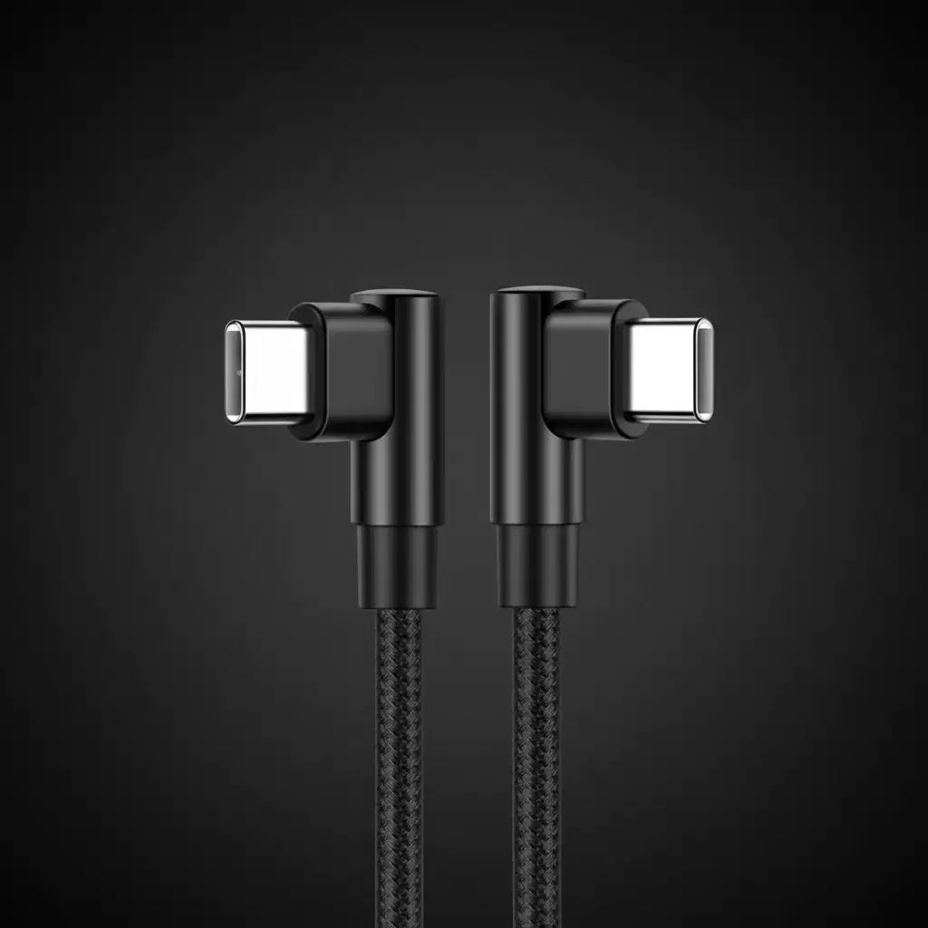 Câble USB-C coudé 90° tressé nylon – Charge rapide PD 60W, 0,25m à 3m, coude simple ou double TechVisio