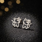 Cat Earrings Silver Premium