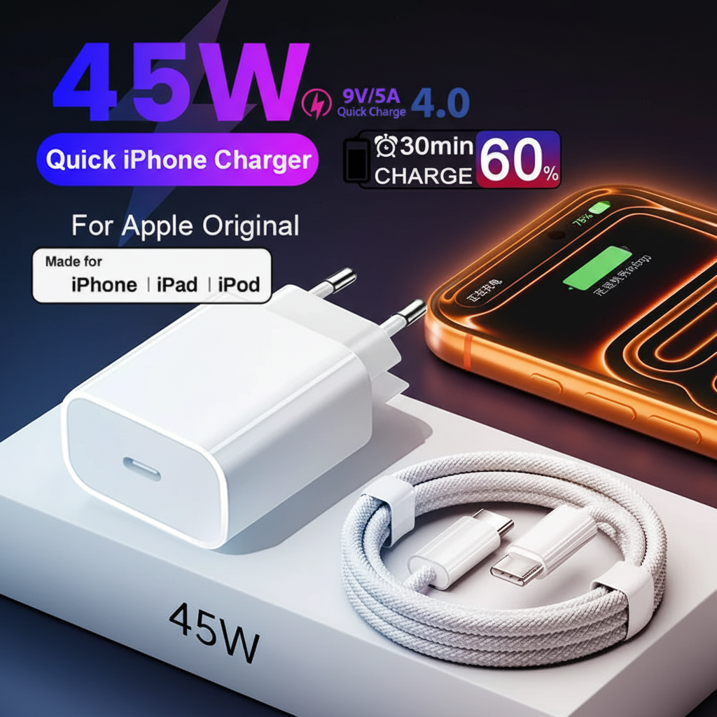 Chargeur 45W iPhone – Image retravaillée
