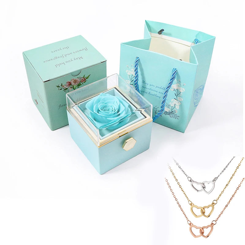 Custom Valentine Soap Rose Jewelry Ring Box Wedding Pendant Necklace Storage Case for Women Girlfriend Valentine's Day Gifts TechVisio