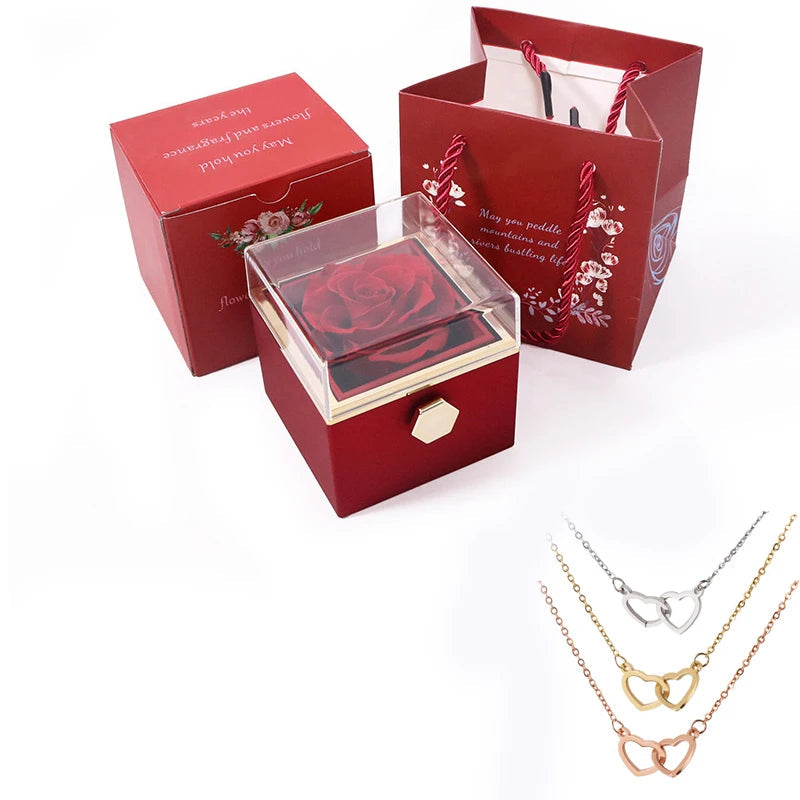 Custom Valentine Soap Rose Jewelry Ring Box Wedding Pendant Necklace Storage Case for Women Girlfriend Valentine's Day Gifts TechVisio