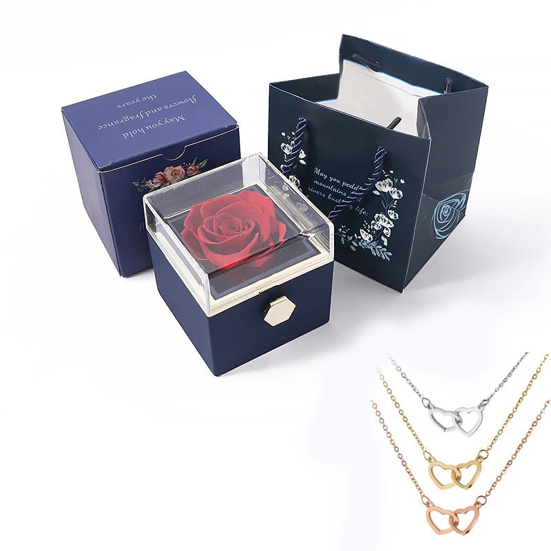 Custom Valentine Soap Rose Jewelry Ring Box Wedding Pendant Necklace Storage Case for Women Girlfriend Valentine's Day Gifts TechVisio