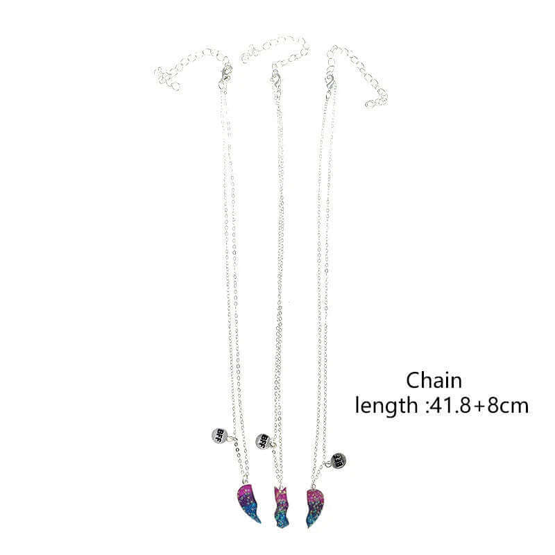 Collier Trio Amitié BFF Cœur Brisé Pêche – 3 Pièces Cadeau Meilleure Amie TechVisio