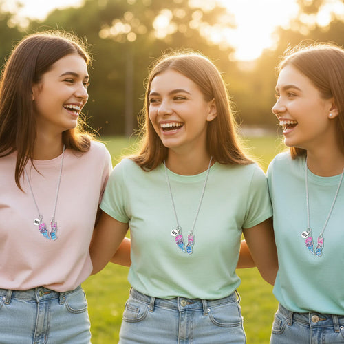 Collier Trio Amitié BFF Cœur Brisé Pêche – 3 Pièces Cadeau Meilleure Amie TechVisio