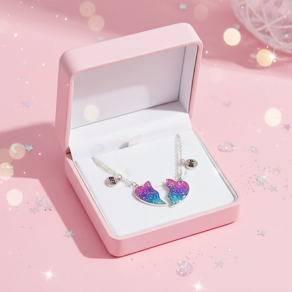 Collier Trio Amitié BFF Cœur Brisé Pêche – 3 Pièces Cadeau Meilleure Amie TechVisio