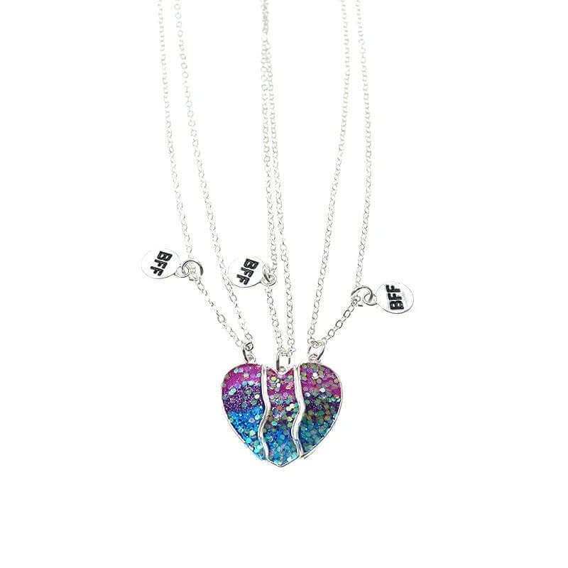 Collier Trio Amitié BFF Cœur Brisé Pêche – 3 Pièces Cadeau Meilleure Amie TechVisio
