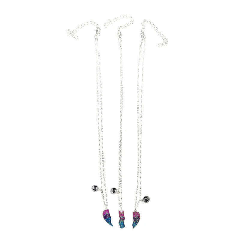 Collier Trio Amitié BFF Cœur Brisé Pêche – 3 Pièces Cadeau Meilleure Amie TechVisio