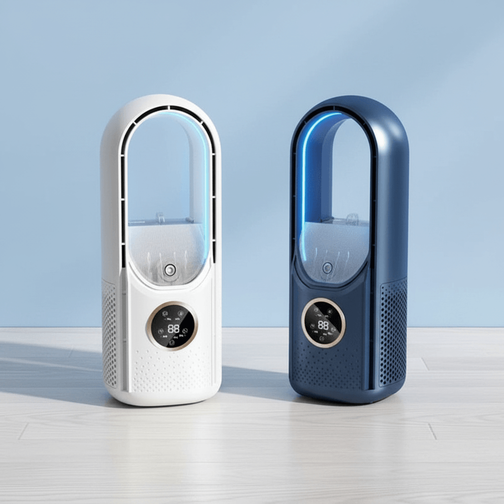 Portable USB Air Cooler Leafless Electric Fan 6 Speed Silent Timer Air Conditioner Cooling Fan Humidifier Conditioning Fan TechVisio