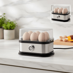 200W Power Eggs Boiler Space Saving Auto Shut-Off Smart Egg Cooker 6 Eggs Capacity Stainless Steel Rapid Egg Cooker TechVisio