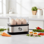 200W Power Eggs Boiler Space Saving Auto Shut-Off Smart Egg Cooker 6 Eggs Capacity Stainless Steel Rapid Egg Cooker TechVisio