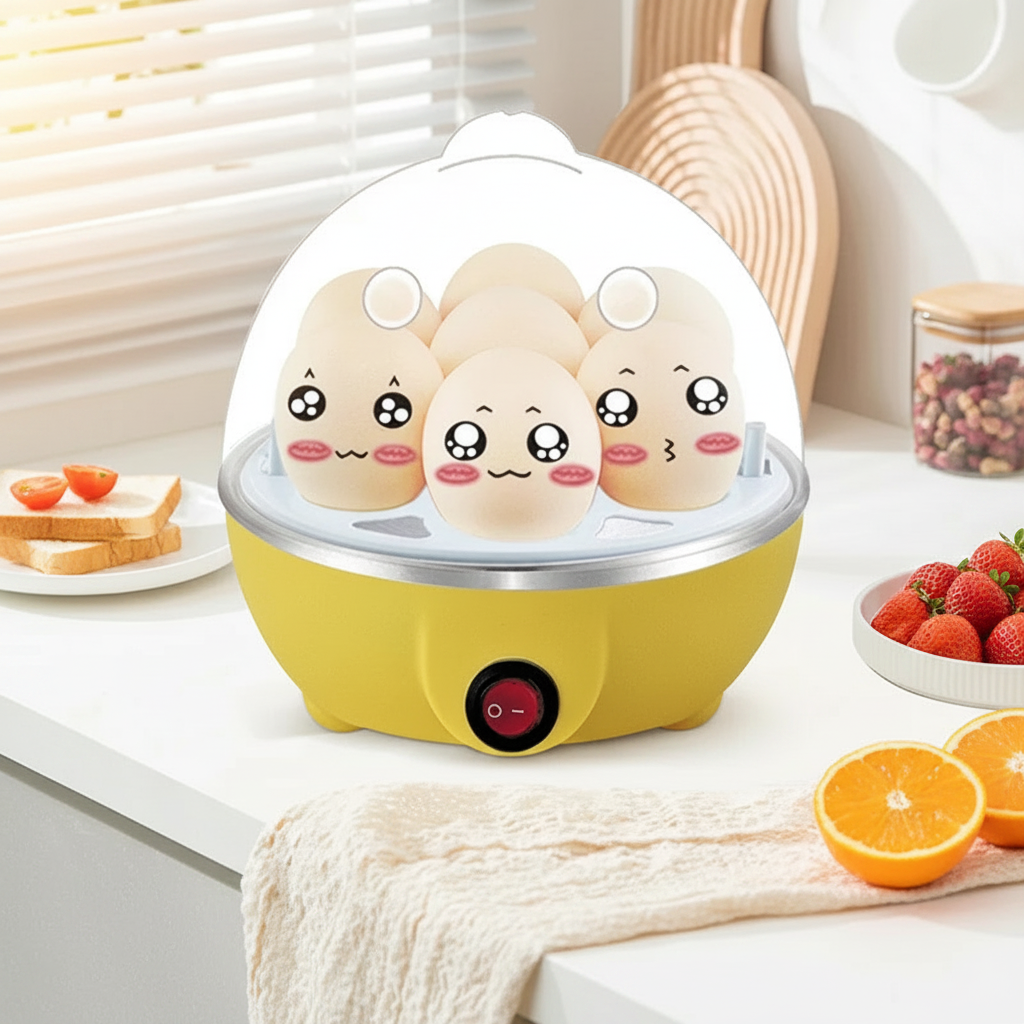 7 Egg Cooker Machine with Auto Power Off Multi-Function Portable Breakfast Maker for Steaming Custard and Boiling Eggs TechVisio