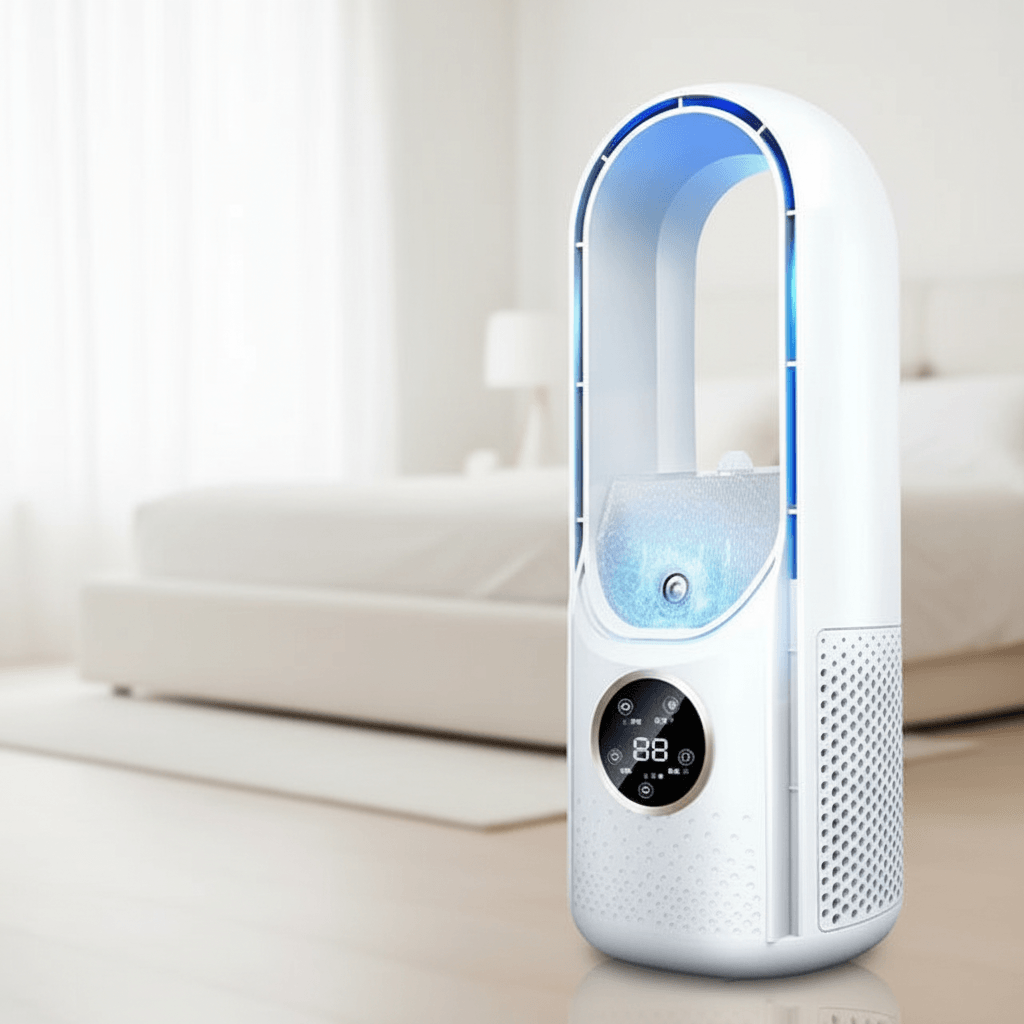 Portable USB Air Cooler Leafless Electric Fan 6 Speed Silent Timer Air Conditioner Cooling Fan Humidifier Conditioning Fan TechVisio
