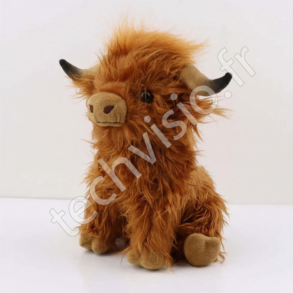 Peluche Highland Cow CYISONAL – Vache Écossaise Fluffy 25 cm CYISONAL