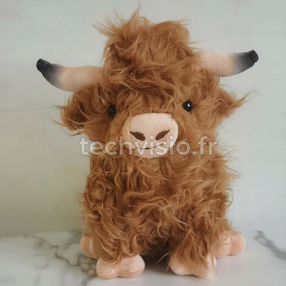 Peluche Highland Cow CYISONAL – Vache Écossaise Fluffy 25 cm CYISONAL