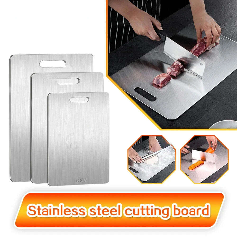 316 Stainless Steel Panel and Chopping Board Kitchen Household Thickened Double Sided Cutting Board Block Kneading Dough Board TechVisio
