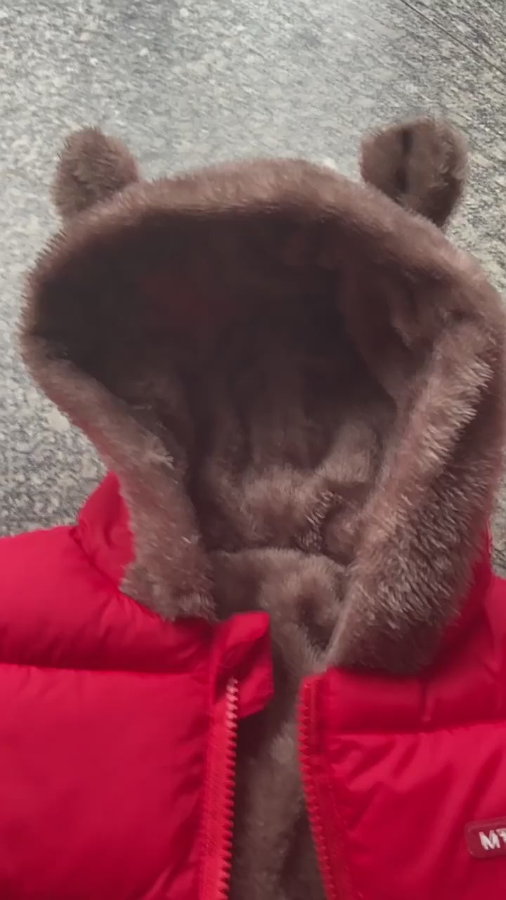 Manteau doudoune enfant hiver à capuche – Coton & polaire, zip, unisexe (2-6 ans)