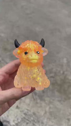 Squishy Vache Highland Kawaii Pailletée Slow Rising – 4 Coloris