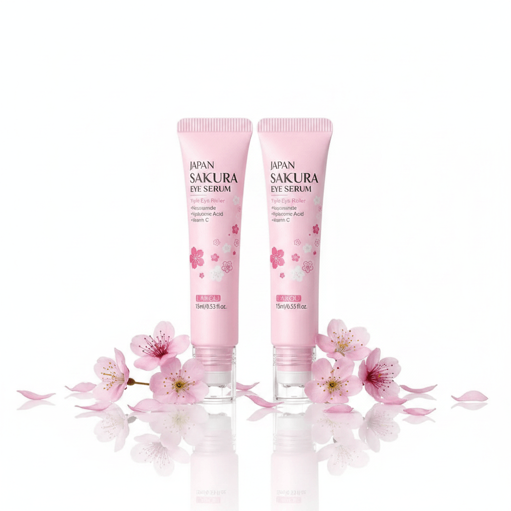 Sérum Contour des Yeux Sakura 15ml Bille Massage – Anti-Cernes Poches Rides | Acide Hyaluronique TechVisio