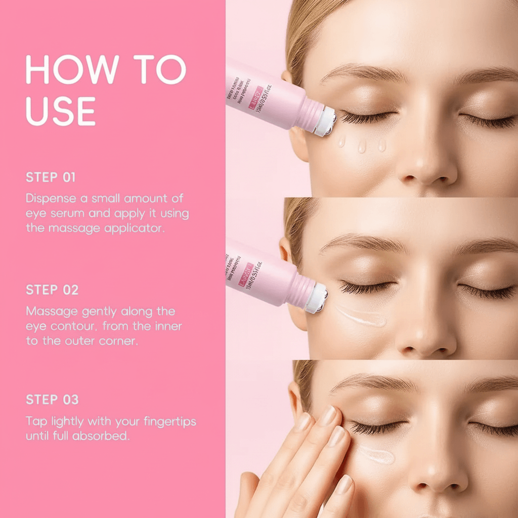 Sérum Contour des Yeux Sakura 15ml Bille Massage – Anti-Cernes Poches Rides | Acide Hyaluronique TechVisio