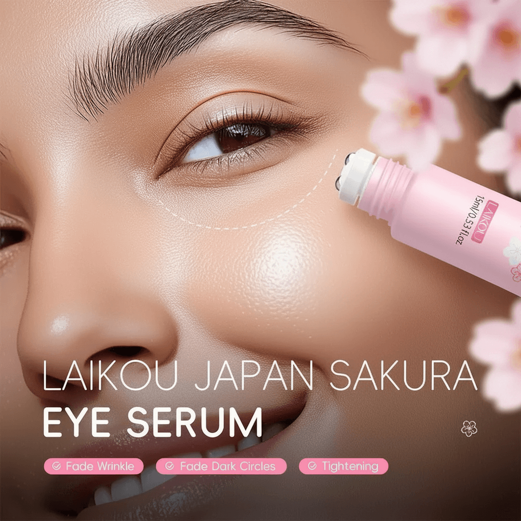 Sérum Contour des Yeux Sakura 15ml Bille Massage – Anti-Cernes Poches Rides | Acide Hyaluronique TechVisio